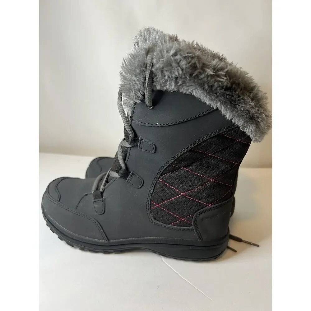 Columbia Size 4 Youth Black/Grey Faux Fur/Pink Trim